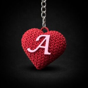 Chaveiro 3D coração com Inicial do Nome