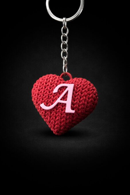 Chaveiro 3D coração com Inicial do Nome